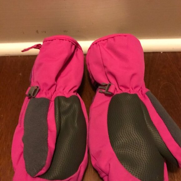 Girls S-M Pink Pom-Pom Ears Winter Hat & Snow Mittens Bundle - Picture 3 of 5